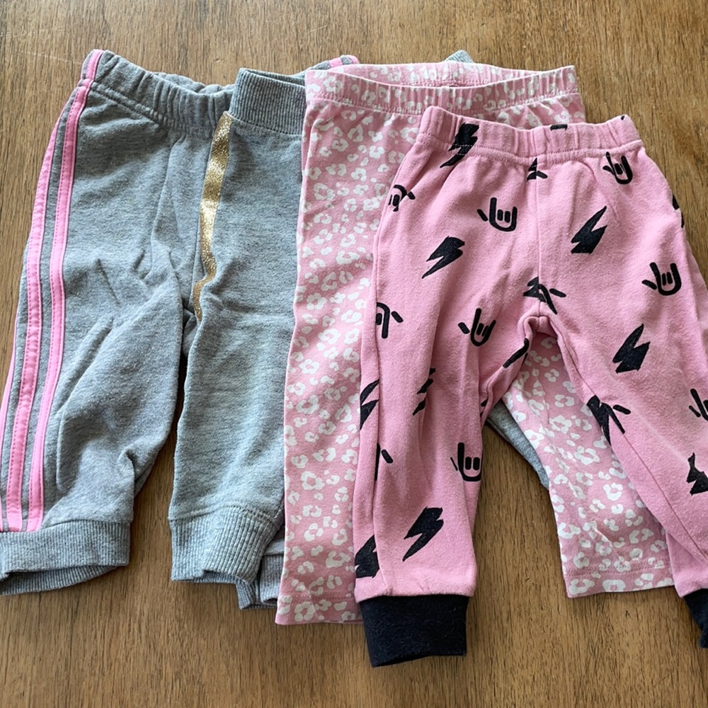 Baby girl pants lot 6-12 6-9 pink grey